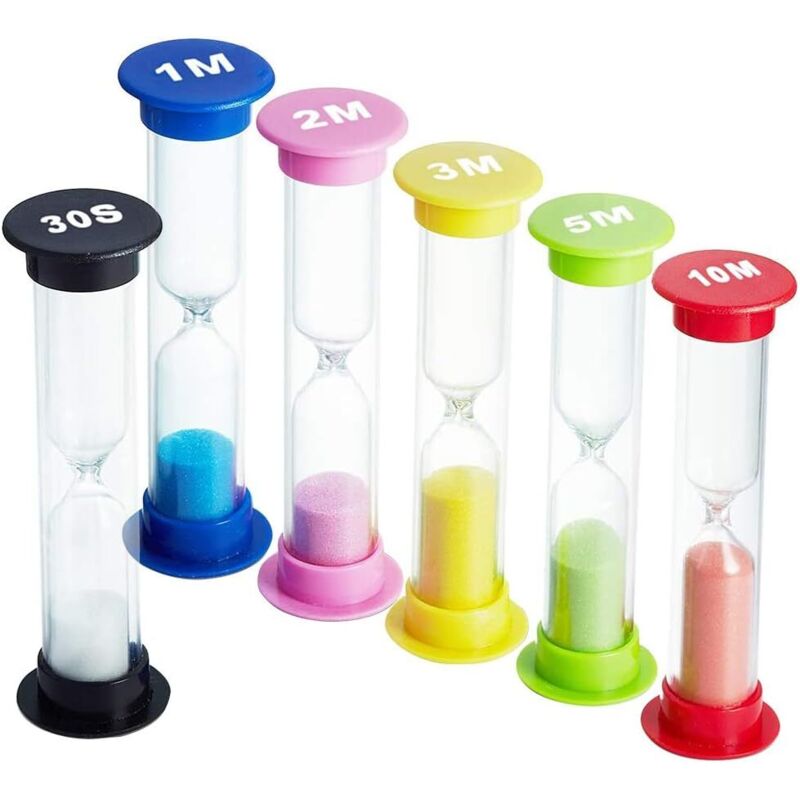 Clessidra, 6 Farben, Sanduhr-timer: 30 Sekunden, 1 Minute, 2 Minuten, 3 Minuten, 5 Minuten, 10 Minuten, Für Klassenzimmer, Spiele, Home-office, Zahnbürsten-timer Für Kinder