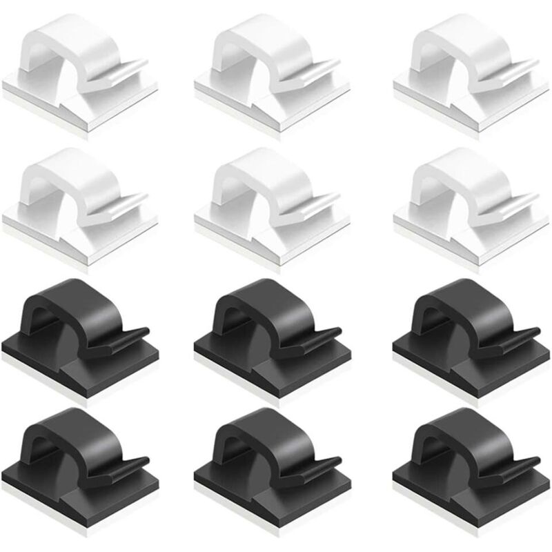 60 Selbstklebende Kabelclips, Kunststoff-kabelorganizer, Kabelmanagement-clips Für Zuhause Und Büro – Schwarz, Weiß