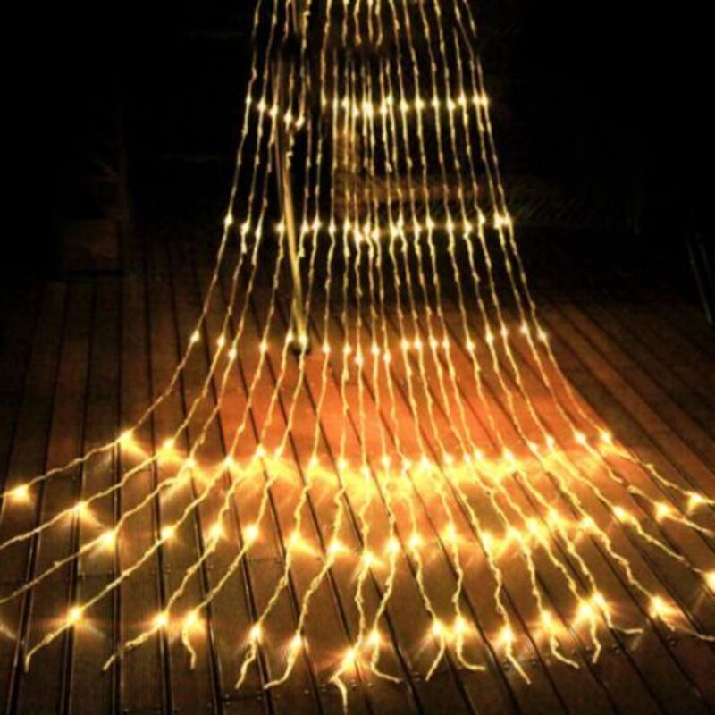 Led-lichterkette, Wasserfall-effekt, Schnee-effekt, Feenvorhang, Hängend, Funkelnd, Wasserfall-licht Zur Dekoration (3 × 2 M, 240 Leds, Warmweiß)
