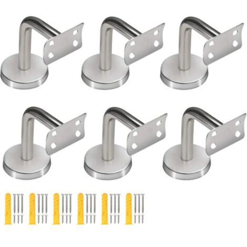 6er-set Edelstahl-handlaufhalter, Gebogene Handlaufhalter Für Runde Rohre, Treppengeländer-halterungen, Handlaufhalter Mit Montageschrauben Für Geländer