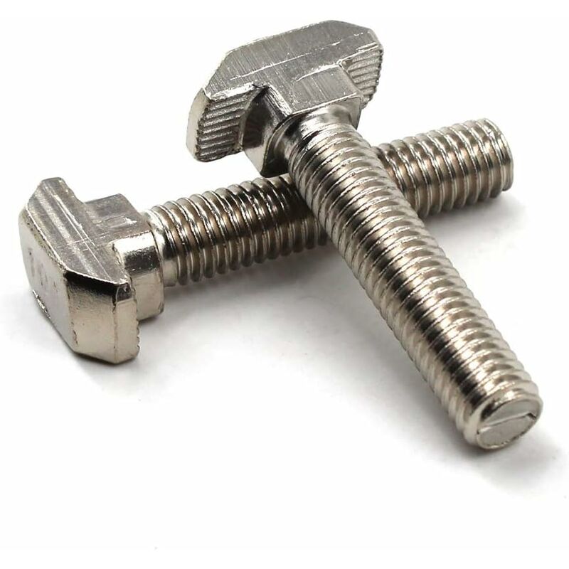 Set Aus 10 T-nuten-schrauben M8, M8 X 25 Mm Aus Kohlenstoffstahl, Vernickelt, Für Europäische Standard-aluminiumprofile Mit T-nut