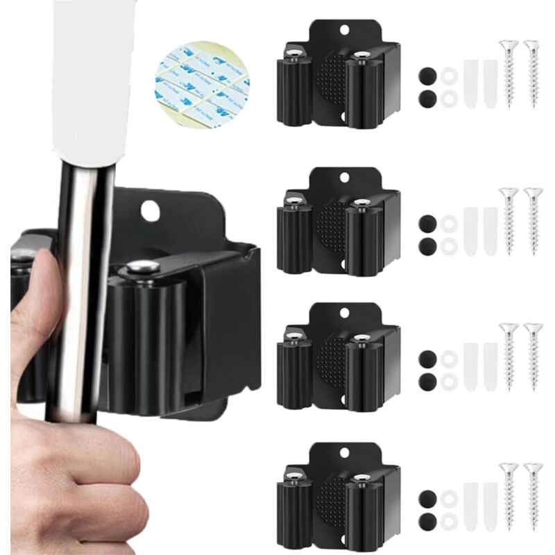 4er-set Selbstklebende Wandhalterungen Für Besen Und Wischmopps Aus Edelstahl, Robust, Mit Schrauben. Wandorganisator Für Garten- Und Außenwerkzeuge 4.65,2 Cm
