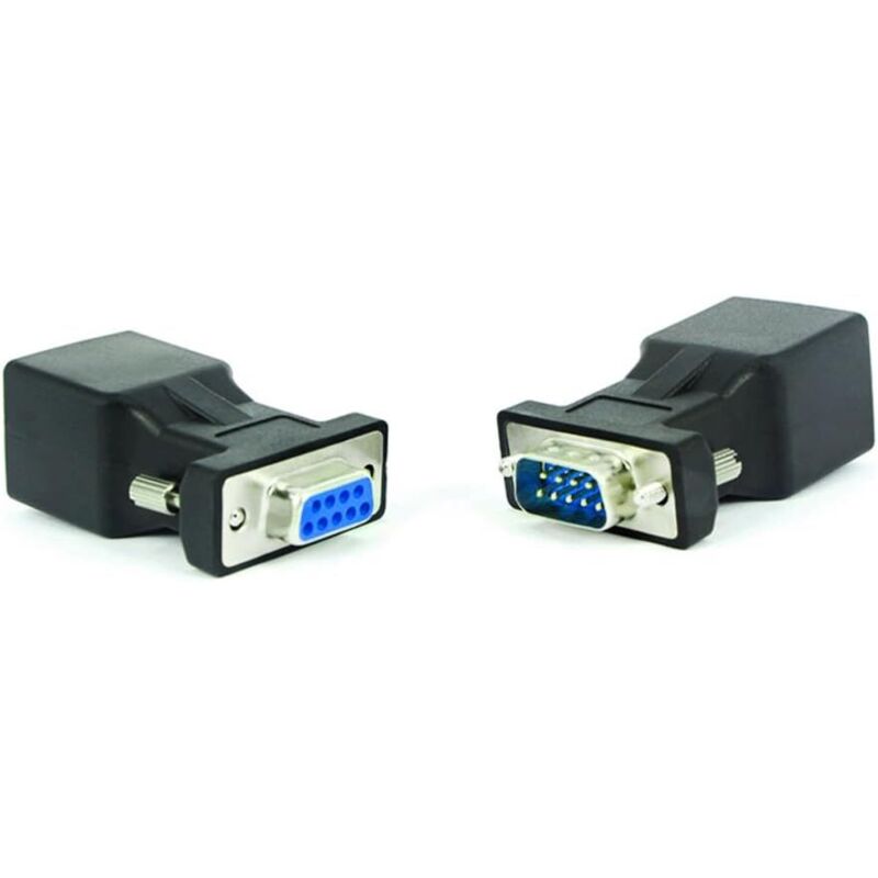Rj45-auf-rs232-adapter, Serieller Db9-stecker (9-polig) Auf Rj45-buchse, Lan-ethernet-cat.5e/6-verlängerungsadapter, 2 Stück (stecker + Buchse)