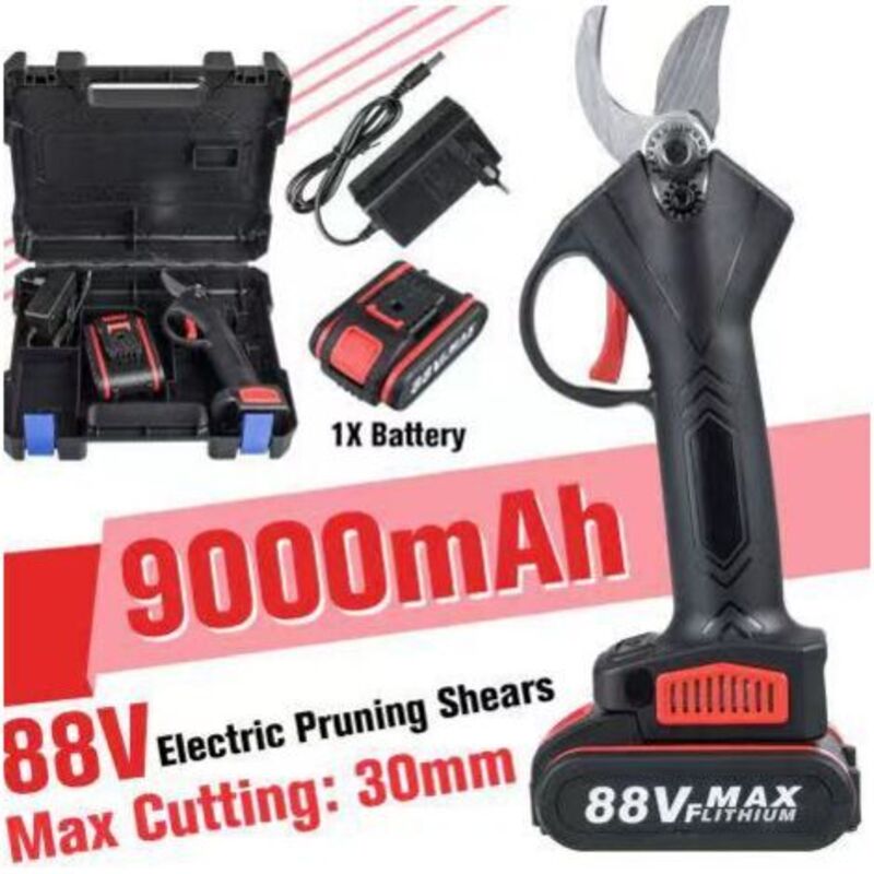 Elektrische Gartenschere (30 Mm) – 9-ah-lithium-ionen-akku – 4–6 Stunden Betriebszeit – Klinge Aus Sk5-legierung Für Saubere Schnitte – 1 X 9000 Mah