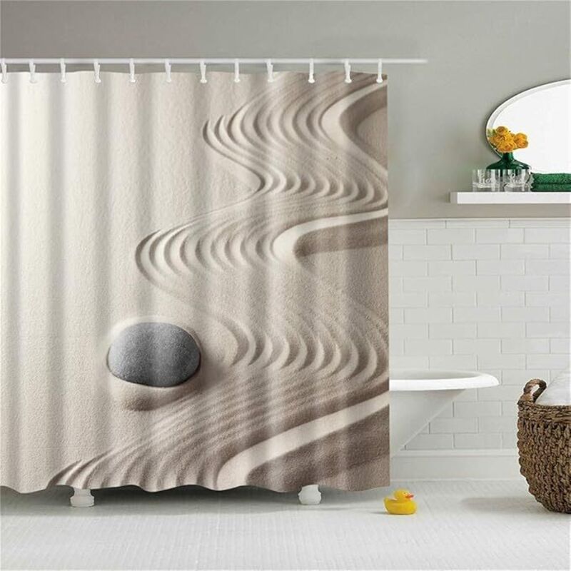 Duschvorhang Aus Waschbarem Stoff, Pflegeleichte, Wasserabweisende Und Schimmelresistente Badvorhänge, Heimdekoration Und Accessoires (feiner Sand, 120x180cm)