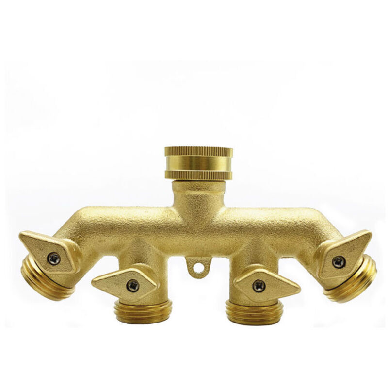 4-wege-schlauchverteiler, Gartenwasserschlauch-adapter Aus Messing, 4-fach Verteileradapter, Kugelhahn-anschluss, Ein Stück