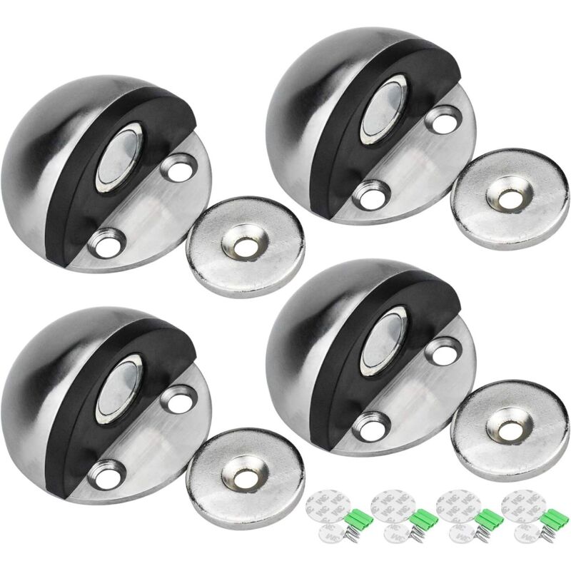 Edelstahl-türstopper Magnetischer Türstopper, Klebender Türstopper Mit Montageschrauben Und 3m-kleber Zum Schutz Von Tür Und Wand