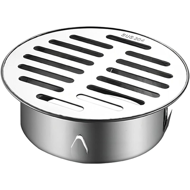 Bodenablauf, Verstopfungsfreier Bodensiphon Aus Edelstahl Für Balkon, Duschbodensiphon, Rund Und Verstopfungsfrei (110 Mm Flache Öffnung)