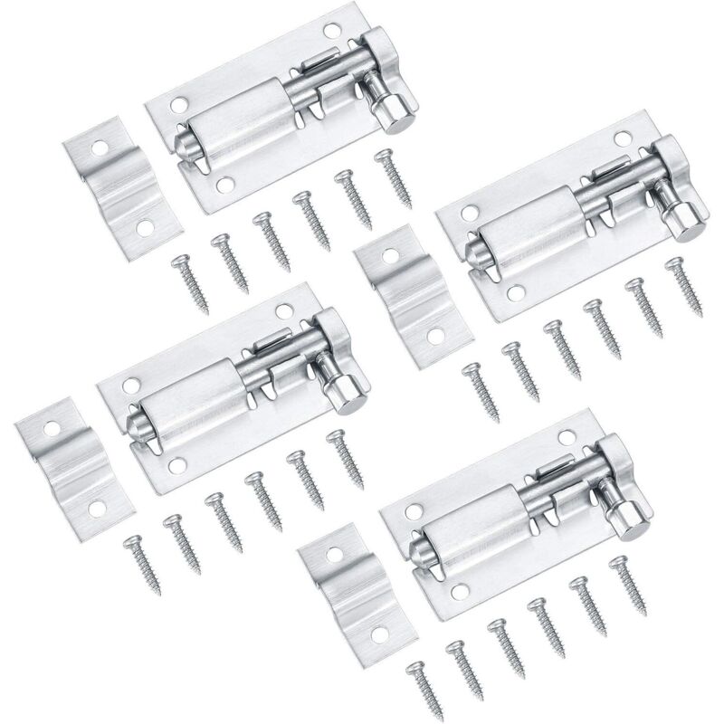 4 Türriegel, Schiebetürriegel, Schiebetürschlösser, Türschlösser, Riegel Für Türschlösser, Edelstahltürriegel Für Schlafzimmer Und Wc - 2 Zoll