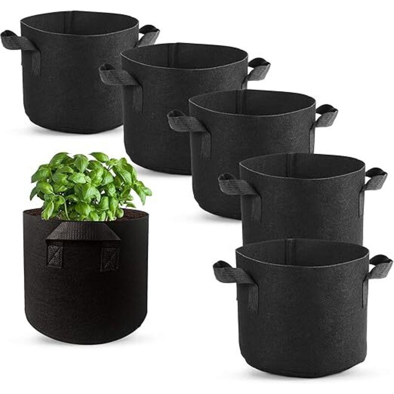 6 Pz. Vlies-pflanzsack, Nicht Gewebter Stofftopf Mit Griffen Für Den Anbau Von Kartoffeln, Tomaten, Erdbeeren, Gemüse, Blumen Und Anderen Pflanzen (3 Gallonen)