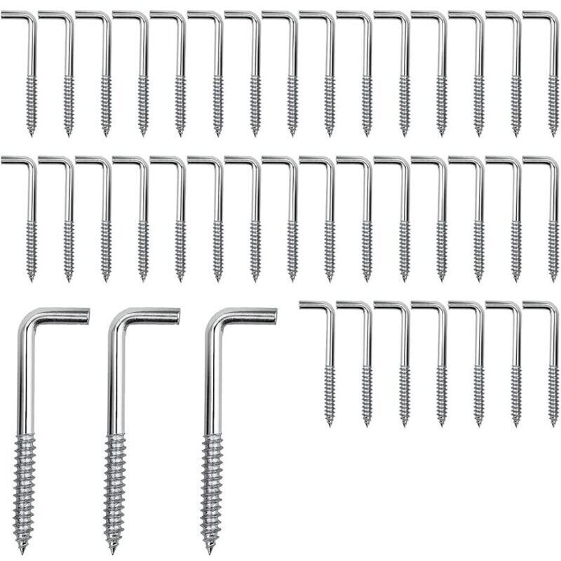 70er Set M4 Schraubhaken, Winkelschrauben, L-haken, Schraubhaken Aus Kohlenstoffstahl Zum Aufhängen Von Pflanzen, Küchenutensilien Und Windglocken, 40 Mm, 3,5 Mm