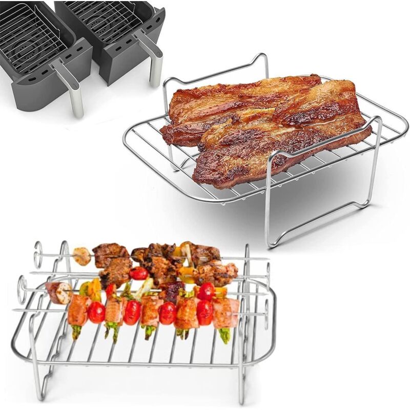 Ständer Für Heißluftfritteuse (2er-pack), Mehrschichtiges Gitter Für Doppelkörbe