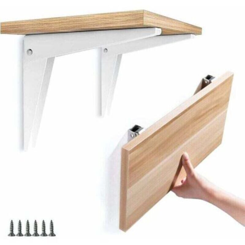 2-teilige Klappbare Wandhalterung, Regalwinkel Aus Metall, Faltbare Regalträger Für Garage Und Diy-projekte, Weiß 8"/200 Mm