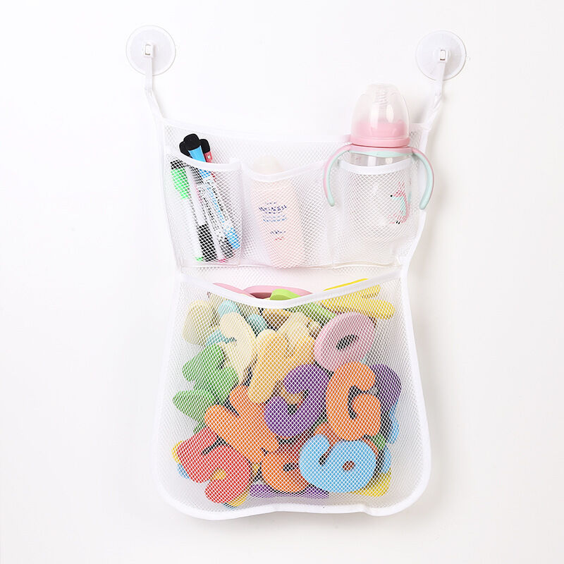 Aufbewahrungsnetz Für Das Badezimmer, Spielzeug-aufbewahrungstasche Für Die Badewanne Mit 2 Robusten Selbstklebenden Haken, 32x45 Cm