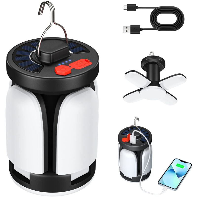 3600mah Led Solar Campinglampe, Wiederaufladbare Usb-laterne, 6 Modi Sos Wasserdicht Ip67 Tragbare Campinglampe Zeltleuchte Für Outdoor-wandern, Lesen Und Notfälle