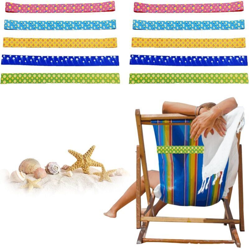 Satz Von 10 Elastischen Gummibändern Für Strandtücher - Eine Neue Alternative Zu Strandstuhlclips - Für Handtuch, Strandstuhl, Pool (30 X 5 Cm)