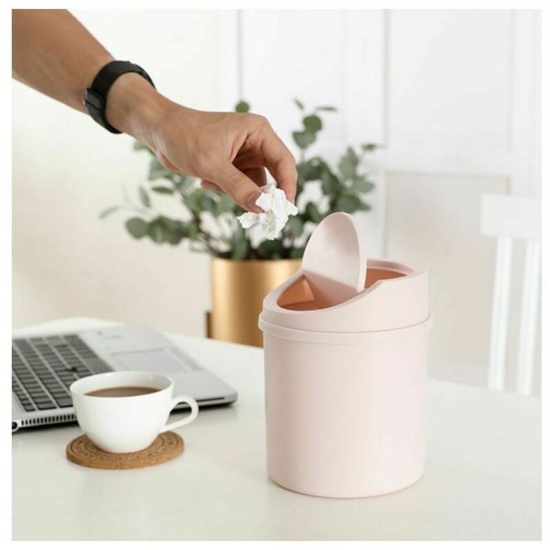 Mülleimer Für Das Badezimmer, Mülleimer Mit Schwingdeckel – Eisweißes Polypropylen, 13 X 17 X 13 Cm, Rosa