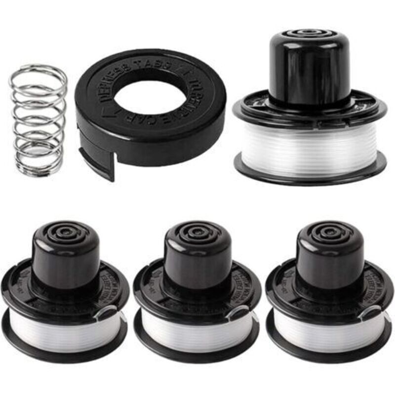 Schneidfaden-spule Mit Rand Kompatibel Mit A6226-xj A6226 Rs-136-bkp, Geeignet Für Black+decker Gl250, Gl310, Gl360, Ø1,65mm-6,1m (4 Spulen + 1 Deckel + 1 Feder)