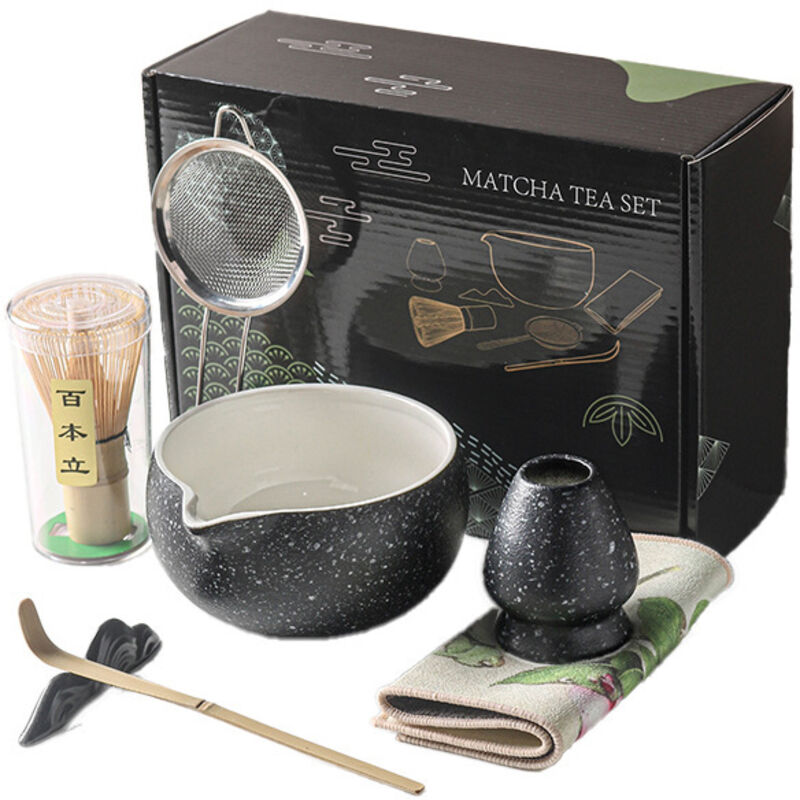 Coffret Matcha 7-teilig, Japanisches Starter-set Mit Schale, Sieb, Ständer Und Löffel, Ideal Für Die Teezeremonie