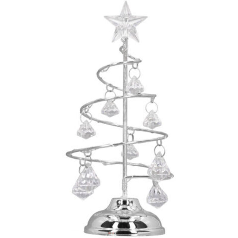 Led-lampe Für Weihnachtsbaum, Kleiner Dekorativer Kristall Aus Eisen, Nachtlicht, Ornament Als Geschenk, Weißes Licht, Silbern