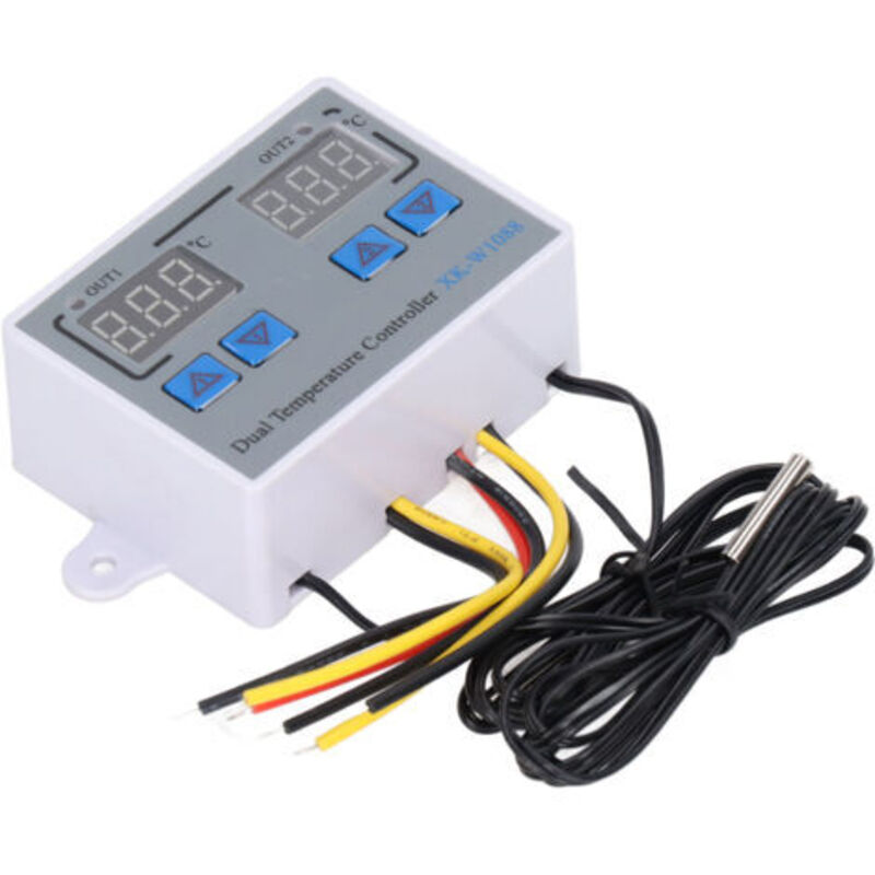 Temperatur- Und Feuchtigkeitsregler Mit Doppelanzeige, Thermostatschalter Für Kühlung Und Heizung, Ntc 10k Sensor 12v