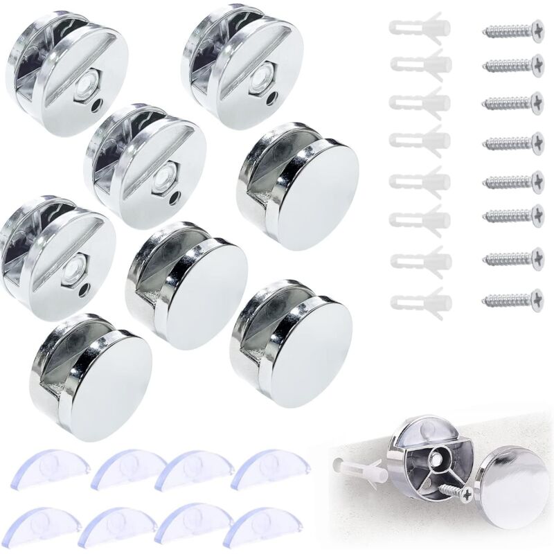 Wandhalterung Für Runde Spiegel 3-5 Mm – Befestigung Aus Weichem Silikon – Maße 27x27x14 Mm – 8er-pack