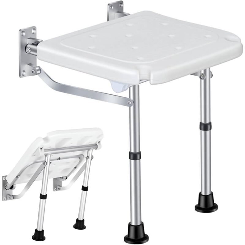 Klappbarer Duschstuhl – Rutschfester Wandsitz – Tragfähigkeit Bis Zu 400 Kg – Ergonomisches Design Für Senioren Und Menschen Mit Eingeschränkter Mobilität