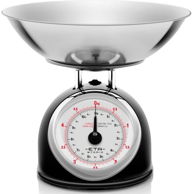 eta Küchenwaage STORIO schwarz ETA577790020 Retro, analog, Ganzmetall-Design mit einer Edelstahlschale