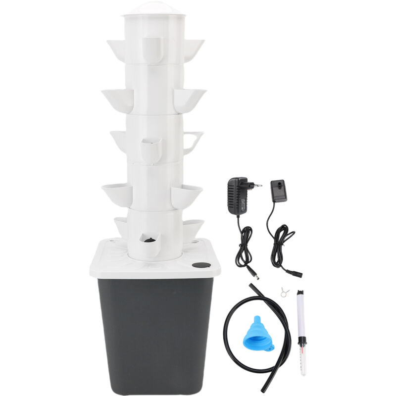 Rosvla Vertikales Hydroponik-system, 15 Löcher, 10l Wassertank, Platzsparend, Für Zuhause Und Schule, Eu-stecker