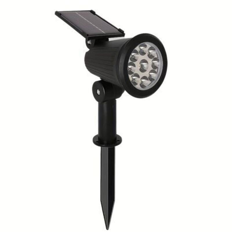Solarbetriebener Landschafts-strahler Mit 9 Leds – Halbeinbau-montage, Lampenschirm Aus Kunststoff, Außenbeleuchtung Für Garten, Terrasse Und Rasen