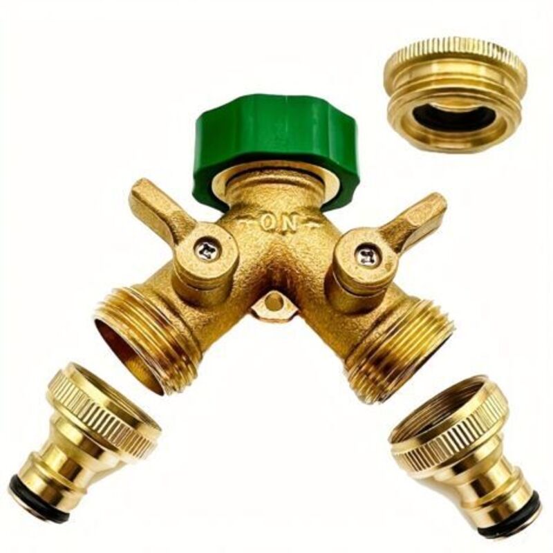 Gartenschlauchanschluss G3/4 (europäische Norm) – 1-auf-2-verteiler Mit Weiblichen Anschlüssen Und Adapter 1/2"–3/4", Gummimanschette