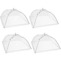 4er-pack Pop-up-netz-abdeckungen Für Lebensmittel, 17-zoll Zusammenklappbarer Schutzschirm Im Regenschirm-stil Gegen Fliegen, Insekten Und Mücken, Weiß