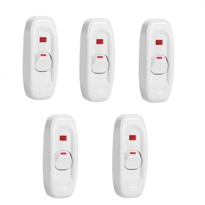 Leitungsschalter, 5 Stück Ac 250v 10a Kompakter Kippschalter Led-kabelschalter Lötanschluss Knopf (weiß)