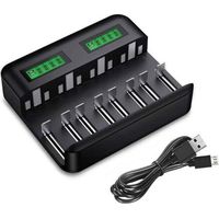 Universelles Lcd-batterieladegerät, Universal-ladegerät Für Aa/lr6, Aaa/lr3, C/r14, D/r20 Ni-mh-akkus Mit Type-c- Und Micro-usb-eingang, Ladegerät 9008 Mit Batterierkennungstechnologie