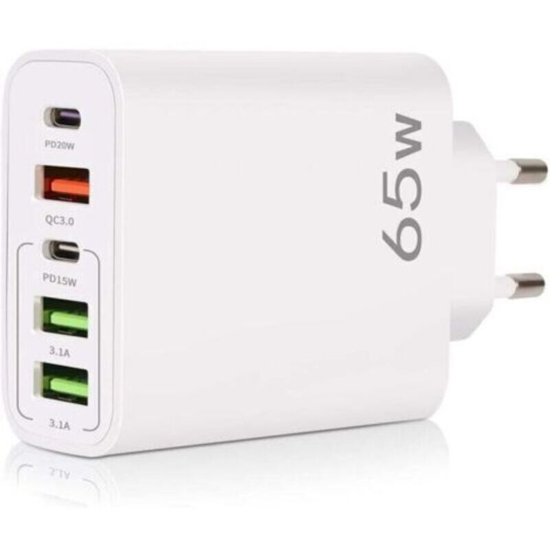 Usb-c-ladegerät, 65 W 5-port-usb-c-ladegerät Mit Intelligentem Qc 3.0-schnellladegerät, Usb-netzteil Für Iphone 15 14 13 12 11 Pro Max Se 2020 Xs Xr 8 7, Samsung