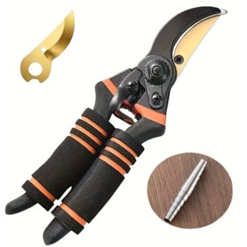 3er-set, Professionelle Titan-gartenschere 21,59 Cm Mit Edelstahl-feder 304, Geschärfte Goldene Titan-klinge - Gartenschere Aus Stahl