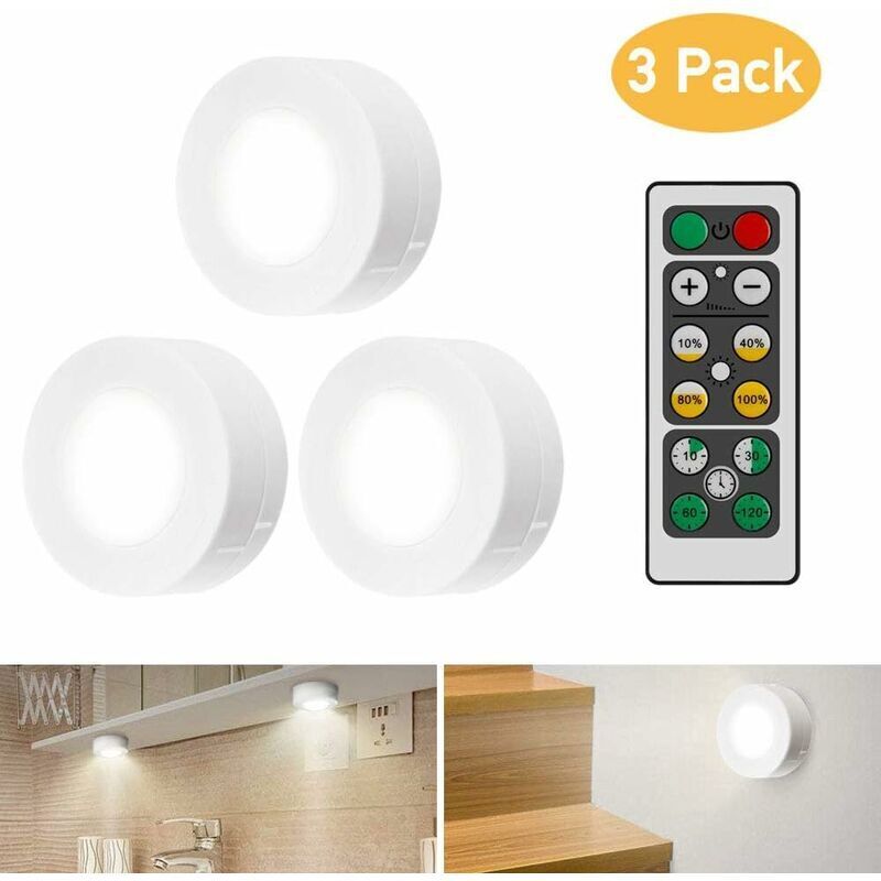 Led-schrankleuchte Mit Fernbedienung, 3er-set Led-schrankleuchten Nachtlicht Für Schlafzimmer, Kleiderschrank, Garderobe, Küche - Weiß