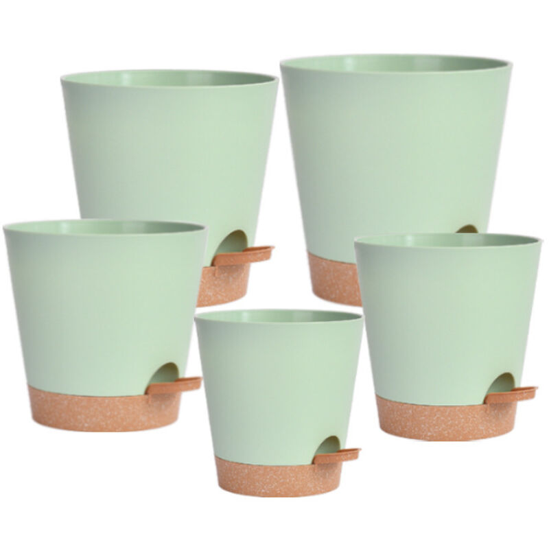 5er-set Kunststoffblumentöpfe, 18/16,5/15,5/14/12,5 Cm Blumen- Und Pflanzentöpfe Aus Kunststoff, Selbstbewässernd Mit Untersetzer, Geeignet Für Balkon-, Innen- Und Außengärten