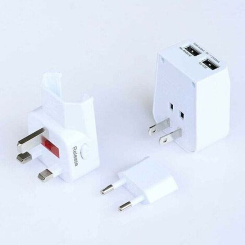 Internationale Adapter Tragbarer Steckdosenadapter Mit 2 Usb-anschlüssen, Universell Für 150 Länder, 100-240 Volt, Tragbarer Kunststoff-ausgangsadapter, Sicher Und Langlebig