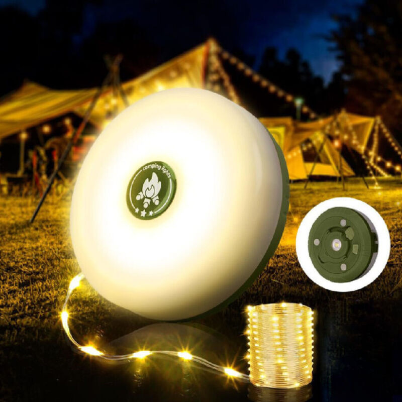 Dekorative Camping-lichterkette, 10 M, Wasserdichte Außenleuchte 4-in-1, 1200 Mah Akku, Warmes Licht