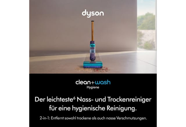 DYSON Nass-Trocken-Sauger Clean+Wash Hygiene, Nass- und Trockenreiniger, beutellos, Dysons hygienisches, filterloses System