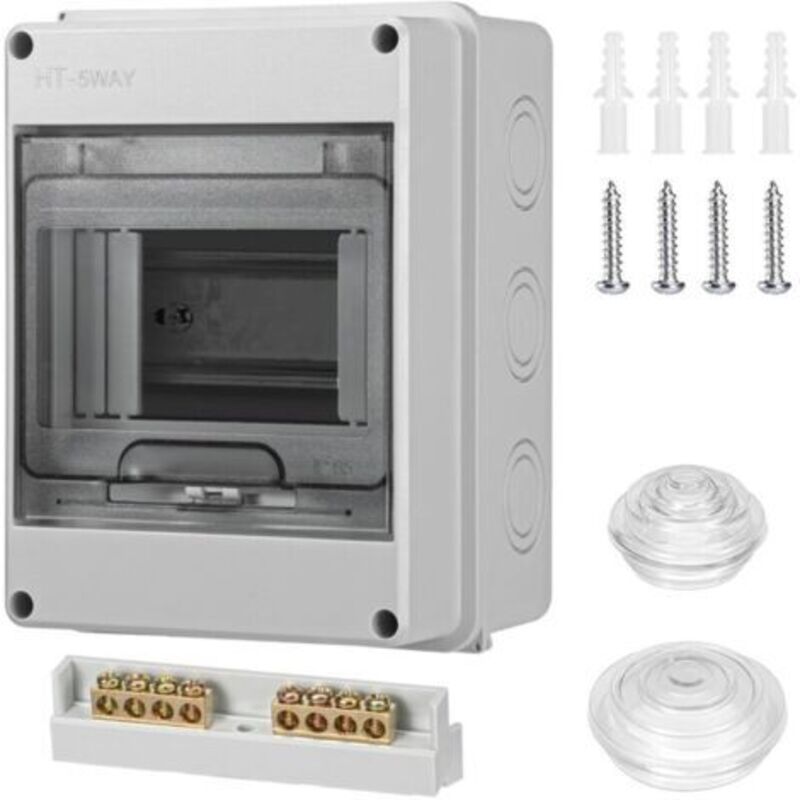 Wasserdichter Elektroschrank, Ip65 Mit 1 Reihe Für 5 Module, Elektroverteilerkasten, Wasserdichtes Außengehäuse Für Gärten Oder Außenbereiche, Ladestationen