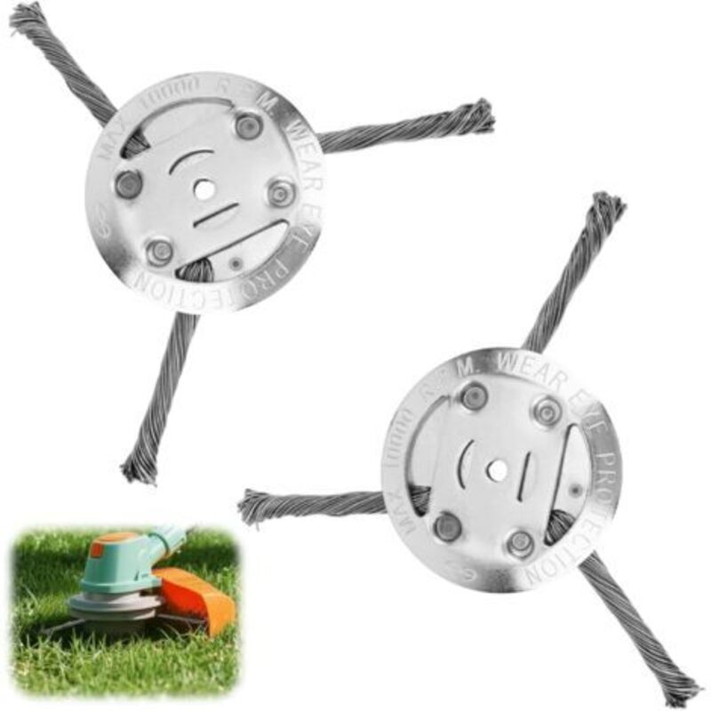 2er-set Stahlschneidköpfe Für Freischneider, Unzerbrechlicher 15 Cm Metallbürstenkopf, Einfach Zu Verwenden, Für Rasenmäher Und Andere Gartenwerkzeuge (3 Klingen).