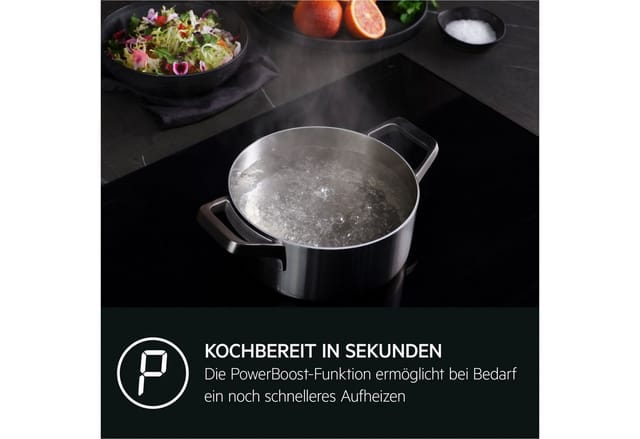 AEG Induktions-Kochfeld 5000 IB6420ACB, rahmenloses Design, vier Kochzonen mit unterschiedlichen Durchmessern