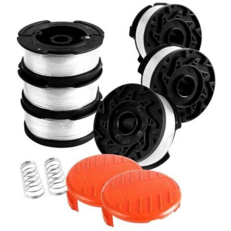 8er-pack Trimmerfaden-spulen Kompatibel Mit Black & Decker Rasentrimmern, 6 Trimmerfäden, 2 Abdeckungen, 2 Federn