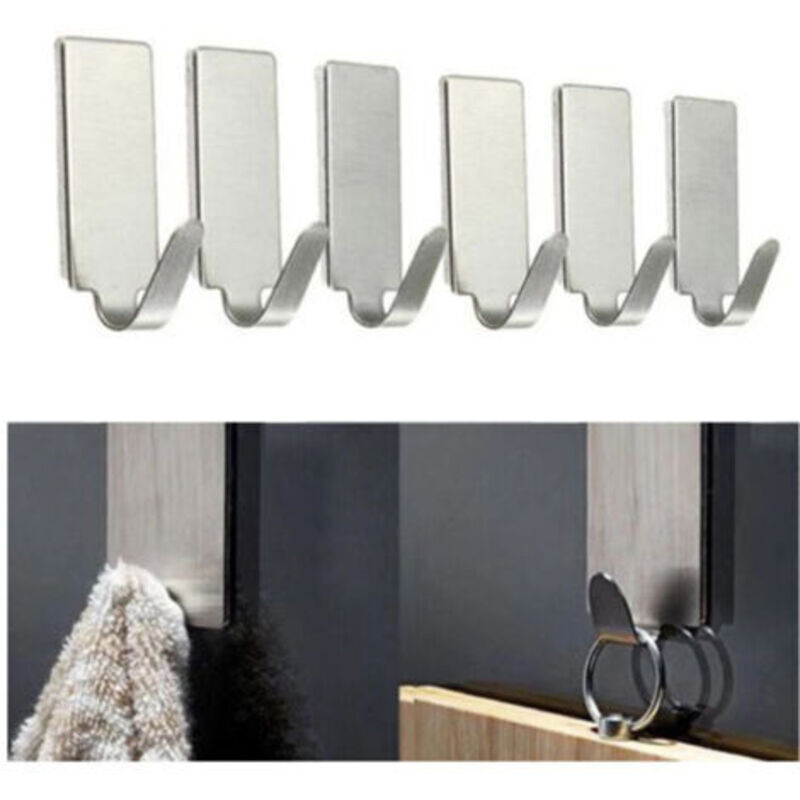 Klebehaken, 6 Stück Wand-klebehaken, Selbstklebende Haken, Klebehaken Aus Edelstahl, Wandhaken Aus Edelstahl, Selbstklebende Wandhaken