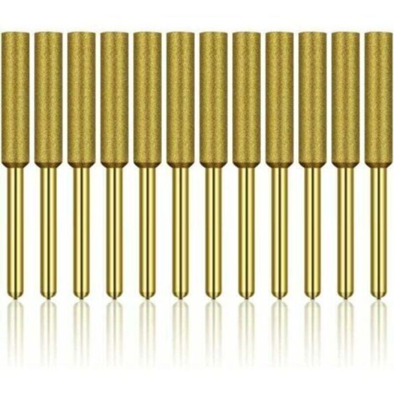 12 Stück Kettensägen-schärfer, Hochfeste Titanbeschichtete Schleifsteine, Kettensägen-schleifstein-bits, 3/16 Zoll (4,8 Mm) H122 Derrui