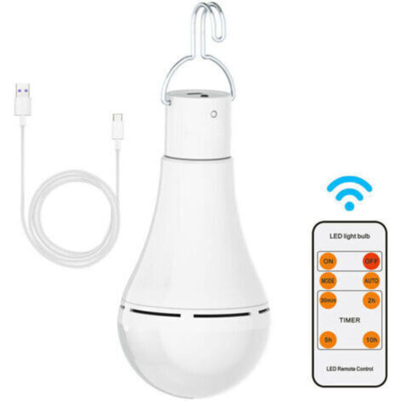 Usb-ampulle, Wiederaufladbar Mit Fernbedienung, 7w Led-batterie-glühbirne, E27, Dimmbar Per Touch, Mit Synchronisationsfunktion, Notfall-campinglampe Für Außen Mit Haken, 2er-pack
