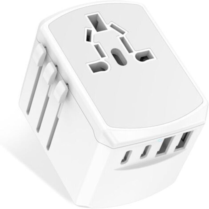 Universeller Reiseadapter Mit Mehrfachsteckdose – Internationaler Reiseladegerät Mit 2 Usb-c- Und 2 Usb-anschlüssen, All-in-one-reiseadapter Von Uk Nach Eu, Usa, Großbritannien, A
