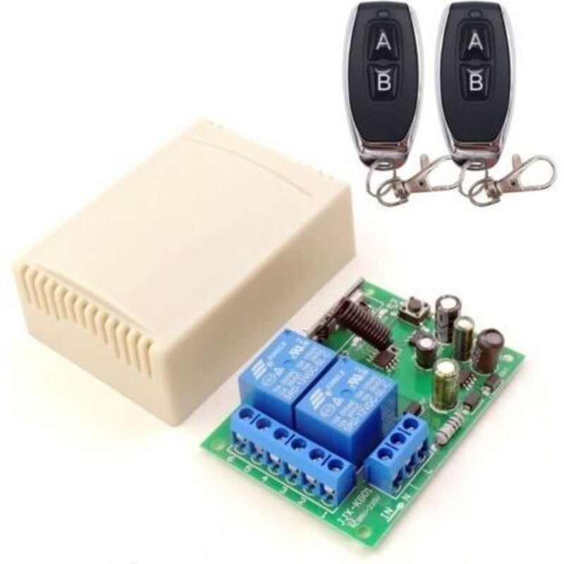 433mhz Funk-fernschalter, 2-kanal Ac 110v / 220v / 230v / 240v Relais-empfänger Mit 2 Fernbedienungen (2 Tasten)